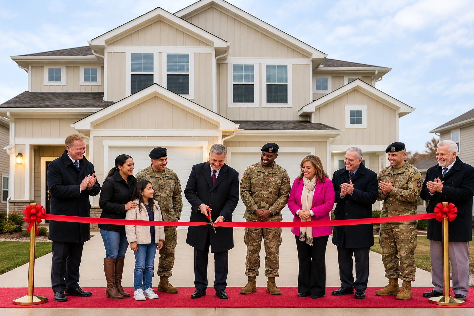 Ribbon-cutting ceremony at a new military family home