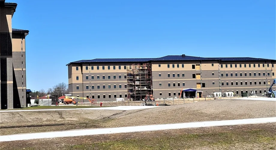 Military barracks under construction at Fort McCoy, Wisconsin