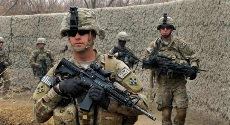 U.S. Army soldiers on a combat patrol in Afghanistan